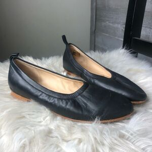Clarks womens 7 cushion black leather ballet flats round toe career work…